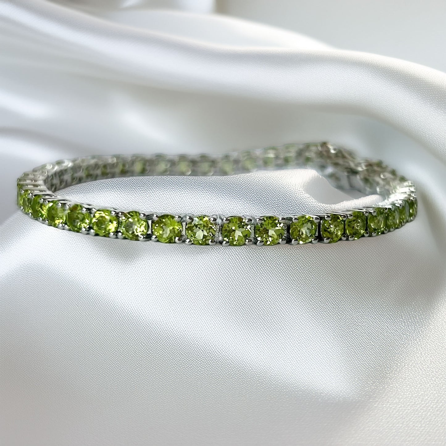 Peridot Tennis Bracelet Silver