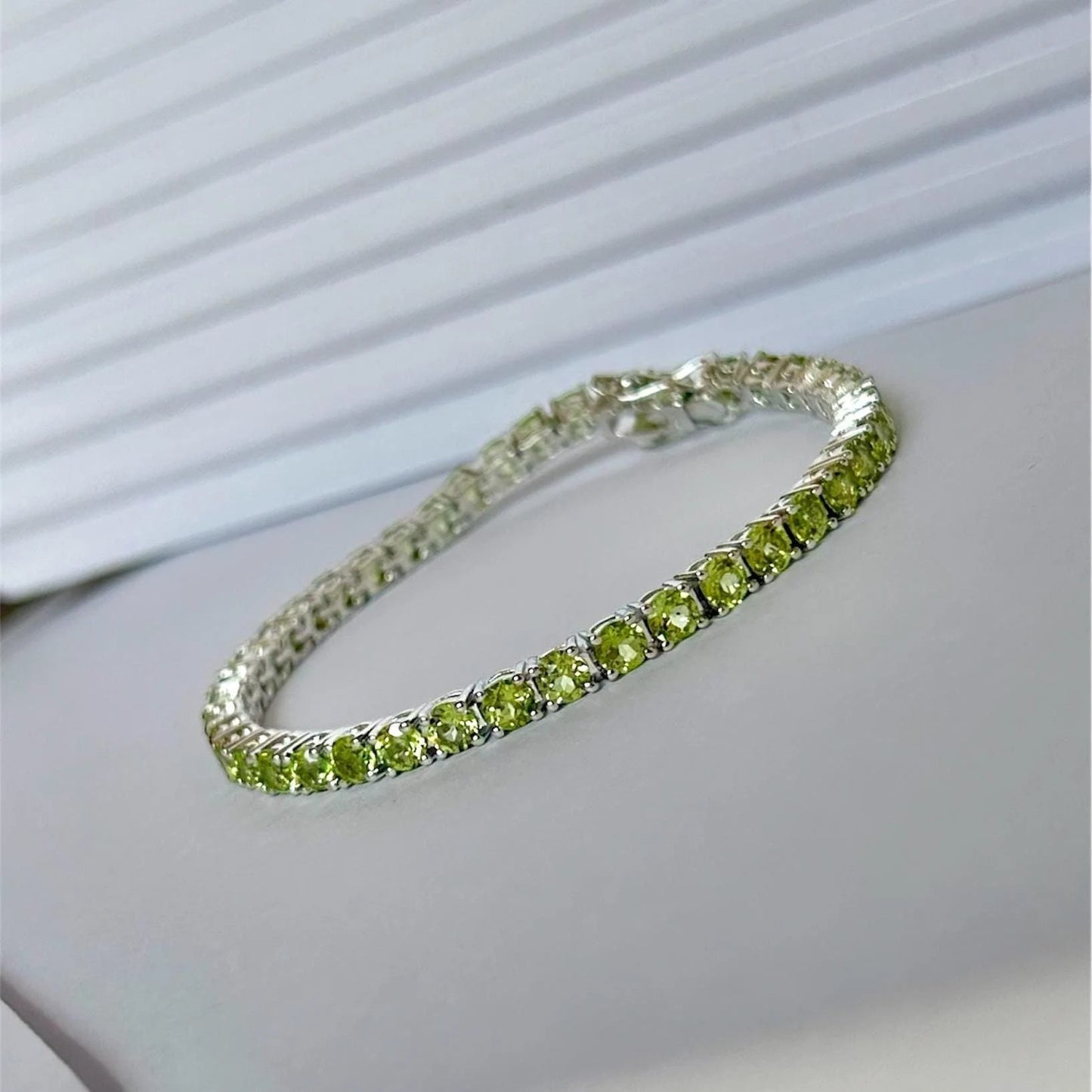 Peridot Tennis Bracelet Silver