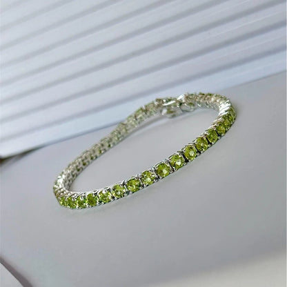 Peridot Tennis Bracelet Silver