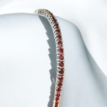Elegant Rhodolite Garnet Tennis Bracelet in Sterling Silver