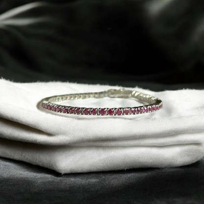 Elegant Rhodolite Garnet Tennis Bracelet in Sterling Silver